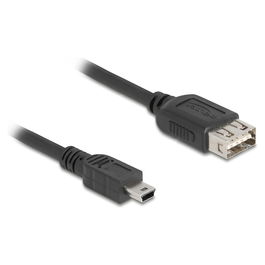 DeLOCK 81522 Cable USB 2.0 Tipo Mini-B Macho a USB Tipo A Hembra 0.2 m (0.48 Gbit/s) Negro