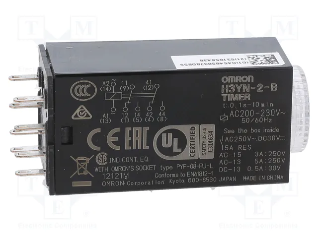OMRON H3YN-2B-200-230AC Relé de tiempo DPDT 200-230VAC OMRON H3YN-2B-200-230AC Relé de tiempo DPDT 200-230VAC