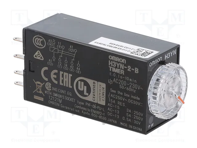 OMRON H3YN-2B-200-230AC Relé de tiempo DPDT 200-230VAC OMRON H3YN-2B-200-230AC Relé de tiempo DPDT 200-230VAC