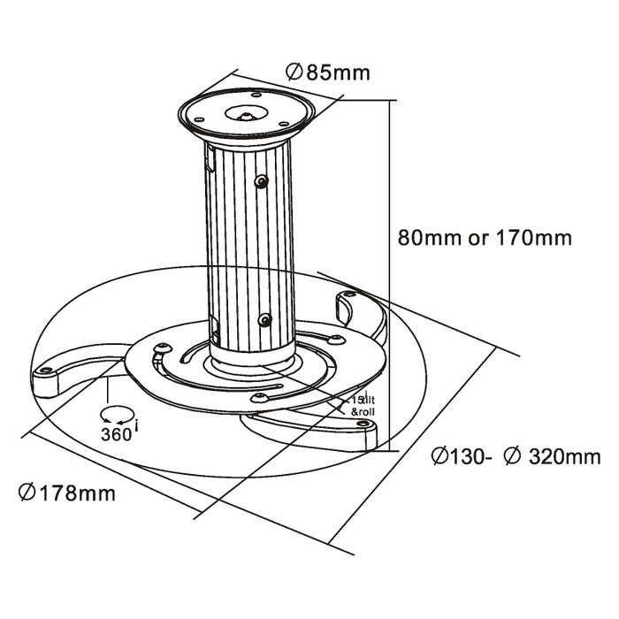 Sonstige InLine 23134A Soporte de Techo para Proyector Negro