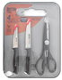 Inde Set 4 Piezas Cuchillos, Tijeras, Tabla Cortar "Nero" (Cuchillos 11cm, 9cm, 21cm; Tabla 29x22cm) (6 Cajas)