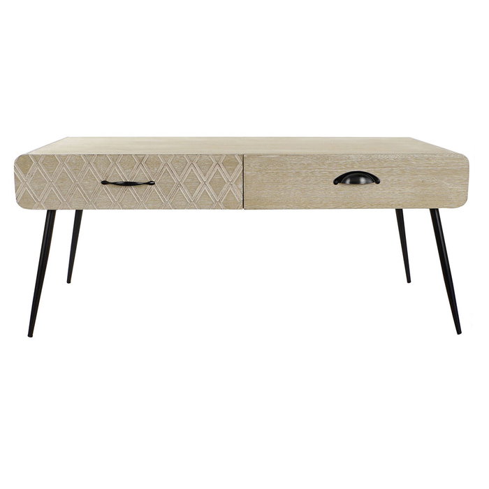 DKD Home Decor Mesa de Centro Paulownia y MDF con 2 Cajones SCANDI PAN
