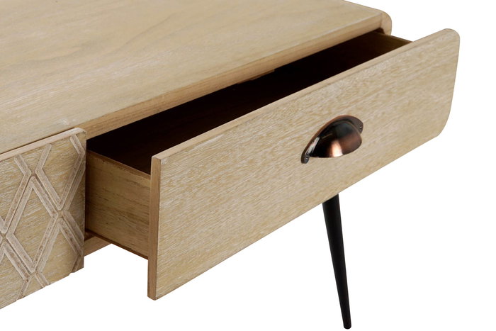 DKD Home Decor Mesa Centro Boho Scandi Natural Negro 100 x 52 x 47 cm