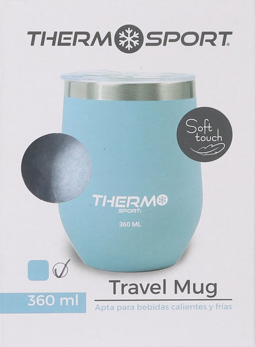 Thermosport Taza de Viaje de Acero Inoxidable, 360 ml, Varios Colores, Termo para Bebidas Calientes y Frías (12 Unidades)