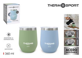 Thermosport Taza de Viaje de Acero Inoxidable, 360 ml, Varios Colores, Termo para Bebidas Calientes y Frías (12 Unidades)