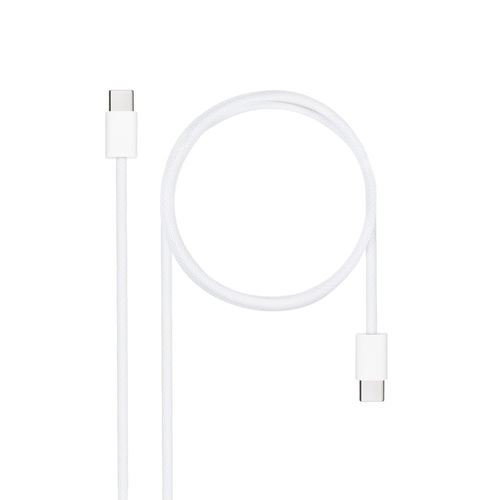 NANO CABLE USB-C 2.0 60W 3A 1m Blanco, Carga Rápida 480 Mbps, Compatible iPhone 15