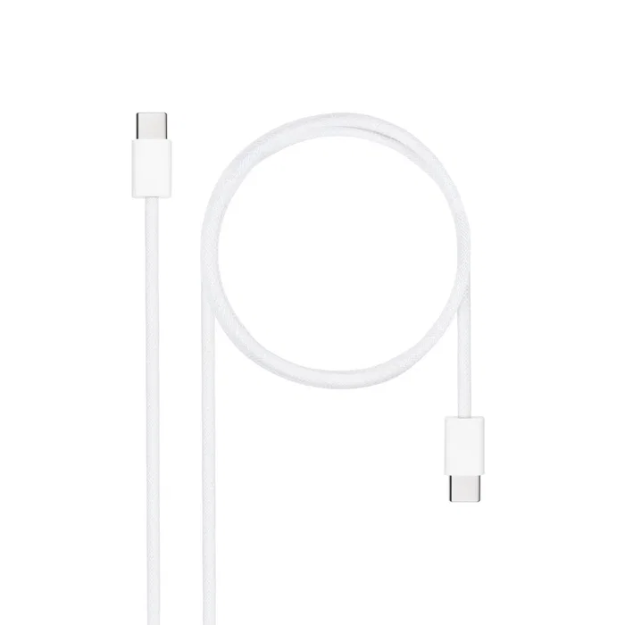 NANO CABLE USB-C 2.0 60W 3A 1m Blanco, Carga Rápida 480 Mbps, Compatible iPhone 15