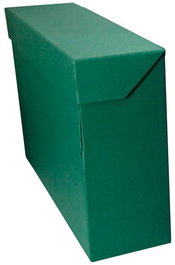 Mariola Caja de Transferencia Folio Cartón Forrado con Tela Geltex Verde, Solapa Abatible, Índice en Tapa Interior, Lomo 11cm