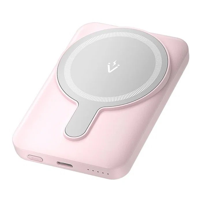 Vention FHSP0 Batería Externa Power Bank 5000 mAh Cargador Inalámbrico con Carga Rápida 20W y USB-C, Color Rosa