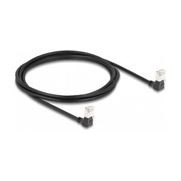 DeLOCK Cable de red RJ45 Cat.6A S/FTP Slim 90° hacia abajo 2 m Negro