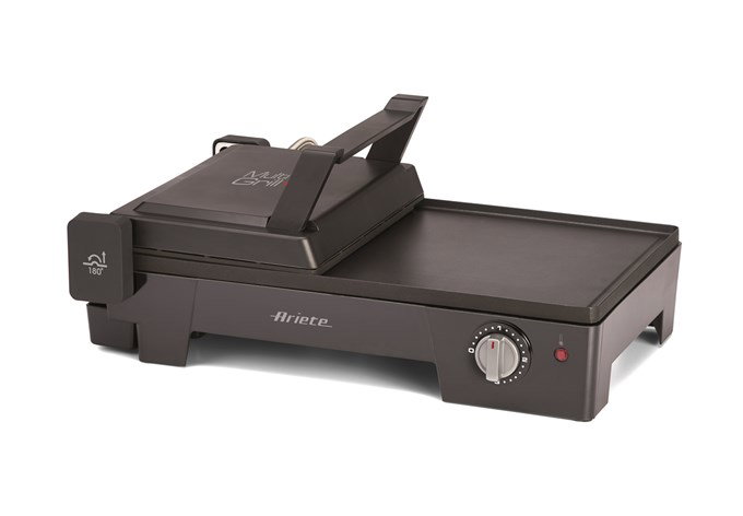Ariete 1916 Grill Eléctrico 3 en 1 Multifunción | Plancha y Parrilla para Bocadillos y Carne | Apertura 180º | Placas Antiadherentes