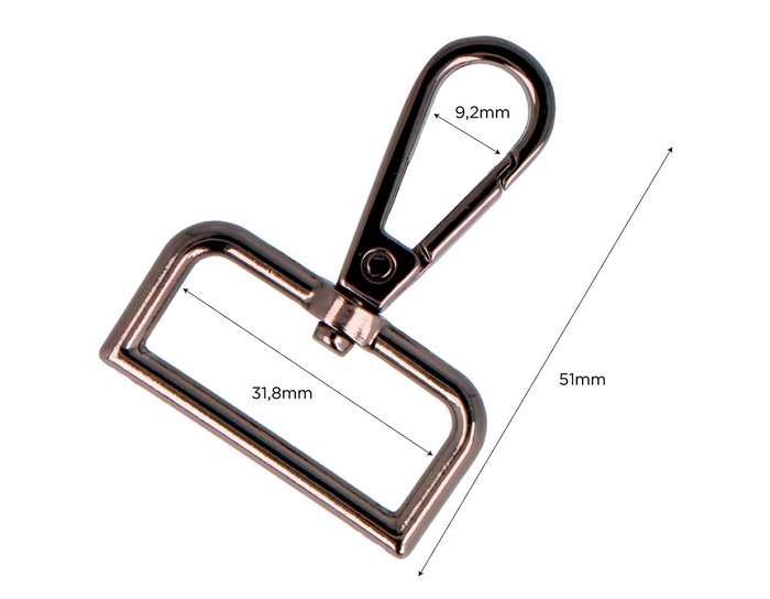 Innspiro Mosquetón con Anilla Rectangular Zamak Níquel Negro 30 mm (5 unidades)