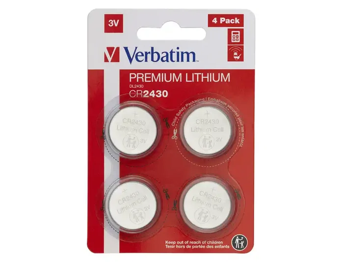 Verbatim CR2430 Pilas de Litio 3V (Pack de 4) Verbatim CR2430 Pilas de Litio 3V (Pack de 4)