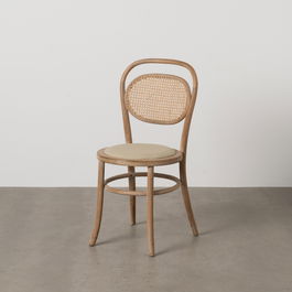 Silla de Comedor Beige Natural Madera de caucho Algodón Poliéster 41 x 41 x 89 cm