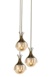 Opviq Lámpara de Araña AV-1766-3ET, Moderna, Metal y Cristal, 100 cm Largo x 50 cm Diámetro, 3xE27 Casquillo, Color Envejecido