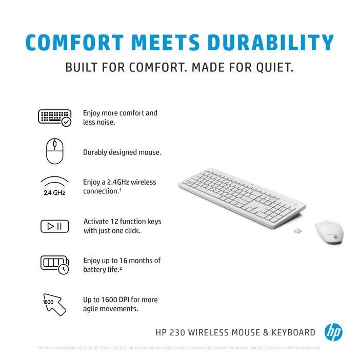 HP 230 Wireless Keyboard Black - NOR Blanco HP 230 Wireless Keyboard Black - NOR Blanco