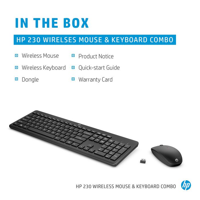HP 230 Wireless Keyboard Black - NOR Blanco HP 230 Wireless Keyboard Black - NOR Blanco