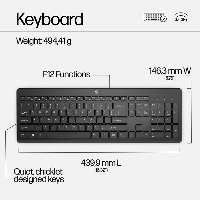 HP 230 Wireless Keyboard Black - NOR Blanco HP 230 Wireless Keyboard Black - NOR Blanco