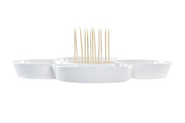 DKD Home Decor Bandeja para Aperitivos Gres y Bambú Tropic Garden 22x22x7 cm