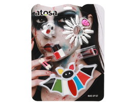 Atosa Set de Maquillaje Halloween con Uñas Postizas, Pintura y Lápices
