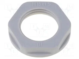 HELU Tuerca M16 de poliamida gris con brida