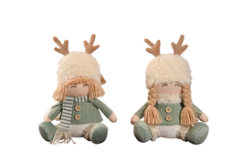 DKD Home Decor Figura de Poliéster Surtido de 2 Piezas Verde y Crema
