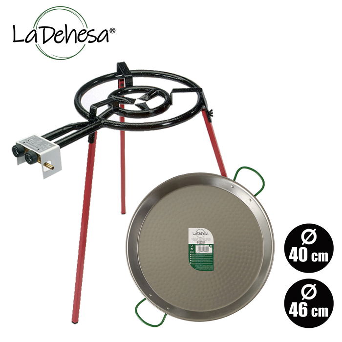 La Dehesa Set Paellera Pulida 46 cm con Quemador 400 mm (Set de 4)