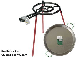 La Dehesa Set Paellera Pulida 46 cm con Quemador 400 mm (Set de 4)