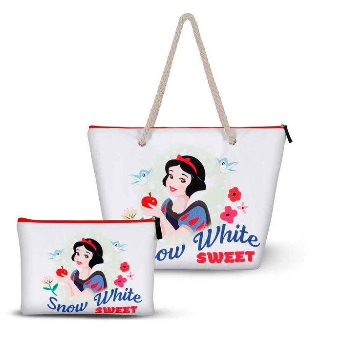 Disney Blancanieves Neceser Bolsa de Aseo Soleil Sweet para Playa, 1 Compartimento, Cierre Cremallera, Poliéster, Blanco, 3L