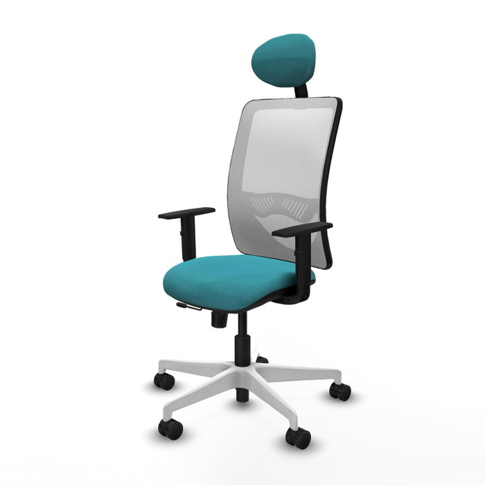 PIQUERAS Y CRESPO Silla de oficina Zulema con mecanismo Sincro/Traslack, Turquesa y Blanco
