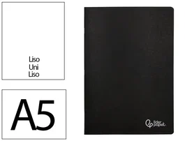 Liderpapel Libreta tapa negra A5 de 80 hojas lisas con doble margen