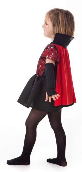Creaciones Llopis Disfraz Infantil Vampira Esqueletos T-0 Vestido Mitones Capa 2-3 Años Talla 0-6 Meses