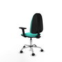 Silla de oficina Algarra con mecanismo Contacto permanente básico tapizada con Similpiel color Turquesa. Equipada con Base cromada, Brazos 2D y Ruedas de nailon 50 mm