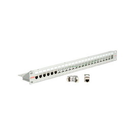 ROLINE Panel de parches Keystone Cat. 6 STP de 24 puertos, 19 pulgadas, gris claro