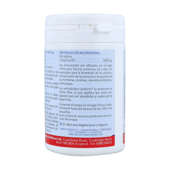 Lamberts L-Arginina HCL 1000mg 90 tabletas Lamberts L-Arginina HCL 1000mg 90 tabletas