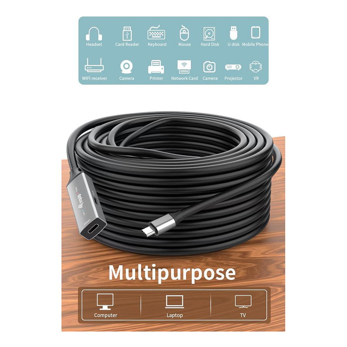 Equip Cable USB-C a USB-C 3.2 Gen 1 de 5 m, Negro