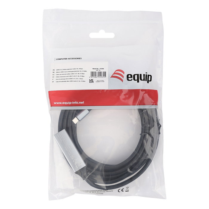 Equip Cable USB-C a USB-C 3.2 Gen 1 de 5 m, Negro
