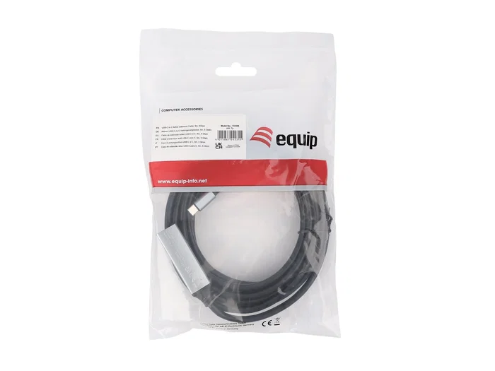 Equip 133356 Cable USB 3.2 Gen 1 (5 Gbit/s) USB-C Macho a USB-C Hembra, Longitud 5 m, Negro