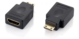 Equip 118914 Adaptador Macho HDMI Tipo A a Hembra Mini HDMI Tipo C, Chapado en Oro, Negro