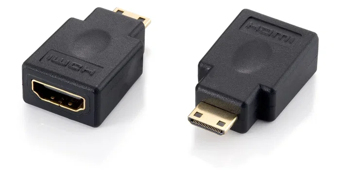Equip 118914 Adaptador Macho HDMI Tipo A a Hembra Mini HDMI Tipo C, Chapado en Oro, Negro
