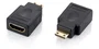 Equip 118914 Adaptador Macho HDMI Tipo A a Hembra Mini HDMI Tipo C, Chapado en Oro, Negro