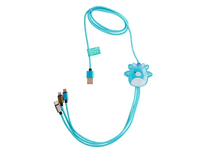 Wondee Cable de Carga 3 en 1 Squishmallows Tatiana 1.2 m - Micro USB, USB-C, Lightning - Carga Rápida y Trenzado Wondee Cable de Carga 3 en 1 Squishmallows Tatiana 1.2 m - Micro USB, USB-C, Lightning - Carga Rápida y Trenzado