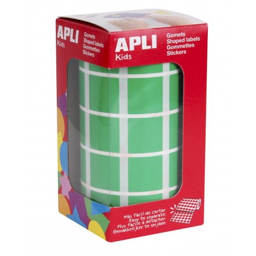 Apli Gomets Cuadrados 20mm Verde Rollo de 1770 Unidades