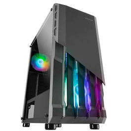 Mars Gaming MCX2 Caja ATX Semitorre Metálica Frontal Negro, Iluminación RGB, Ventana Lateral, Gestión de Cableado, 6 Ventiladores 120mm, Filtro Antipolvo