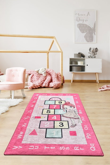 Conceptum Alfombra 100% Poliéster 140 x 190 cm con Impresión Digital Lujoso Confort Antibacteriana y Parte Inferior Antideslizante Lavable a Máquina
