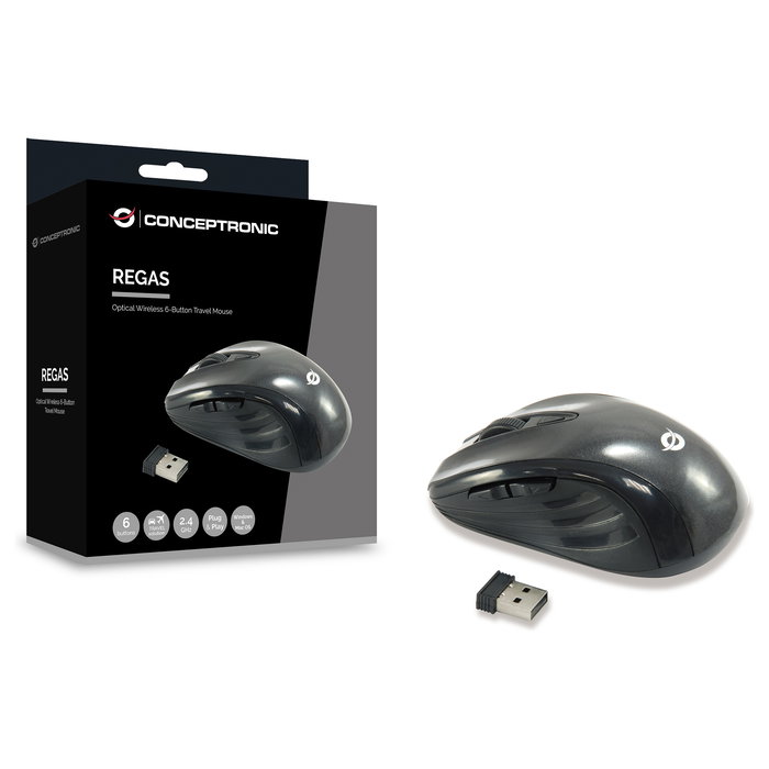 Conceptronic CLLM5BTRVWL Ratón Inalámbrico Óptico USB Negro 6 Botones 1600 DPI para Viajes