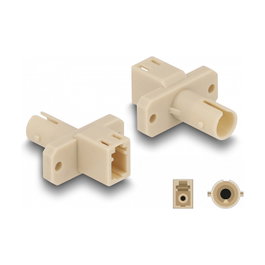 DeLOCK Acoplador híbrido de fibra óptica LC Simplex hembra a ST Simplex hembra beige