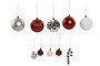 DKD Home Decor Set de 30 Bolas de Decoración Navideña Rojo, Plateado y Blanco
