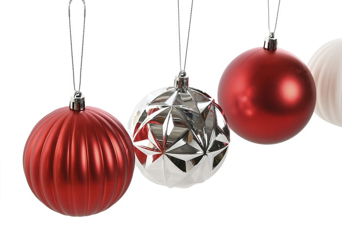 DKD Home Decor Bola Decoracion Navidad Tradicional Rojo Plateado Blanco Set de 30 43 x 26 x 8.5 cm DKD Home Decor Bola Decoracion Navidad Tradicional Rojo Plateado Blanco Set de 30 43 x 26 x 8.5 cm