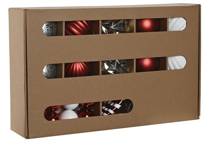 DKD Home Decor Bola Decoracion Navidad Tradicional Rojo Plateado Blanco Set de 30 43 x 26 x 8.5 cm DKD Home Decor Bola Decoracion Navidad Tradicional Rojo Plateado Blanco Set de 30 43 x 26 x 8.5 cm